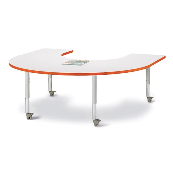 Berries Horseshoe Activity Table, 66 in. x 60 in., Mobile, Freckled Gray/Orange/Gray